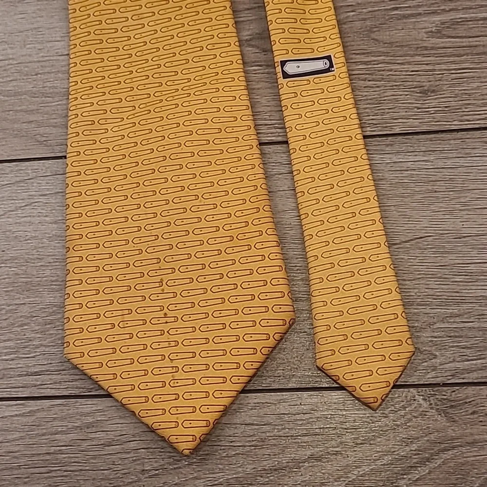 SINE DIE Cannon Tan Gold Whimsical Pattern Mens Silk Tie‎